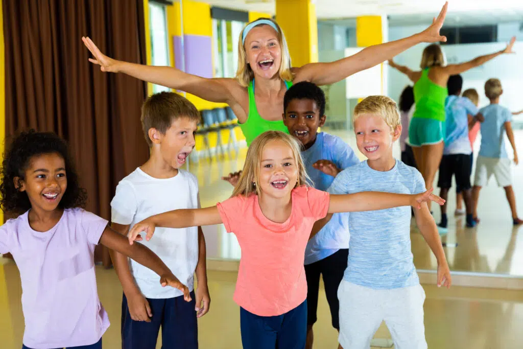 Happy kids in a dance studio