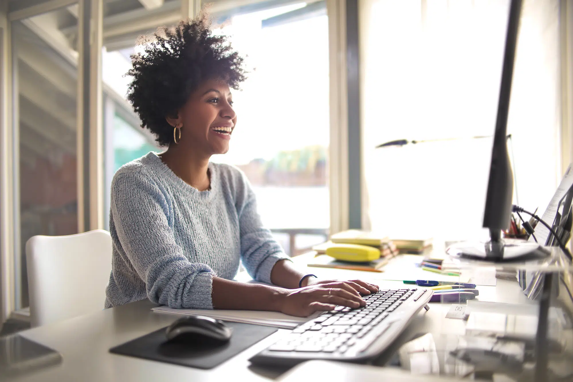 a person working at a computer