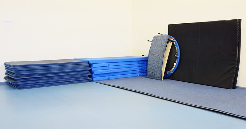 Stacks of gymnastics mats