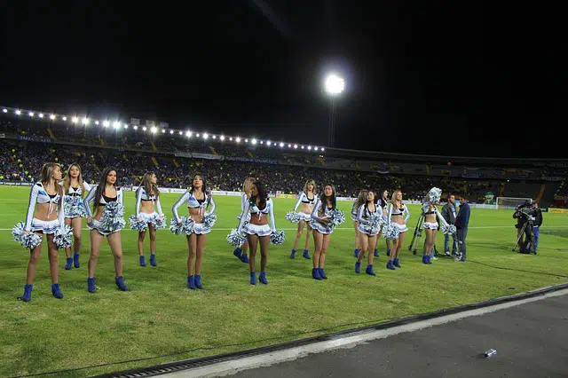 cheerleaders on a field