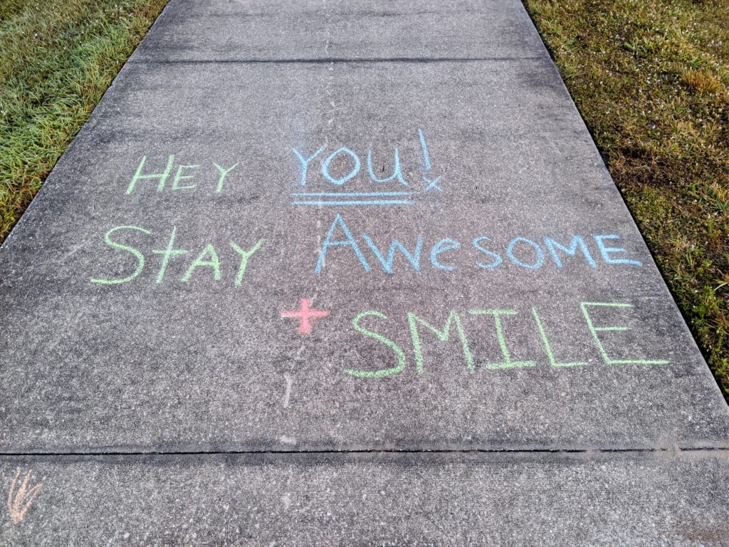 Sidewalk chalk writing